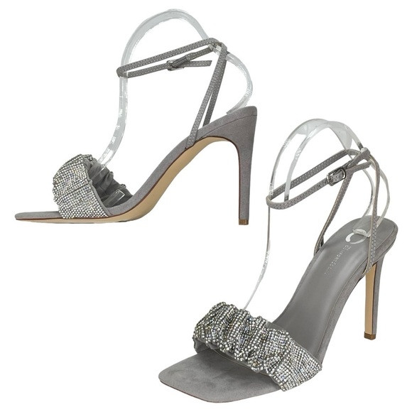 Journee Collection Arlette Grey Microfiber Rhinestone Womens Heels Size 9.5M - Picture 11 of 13